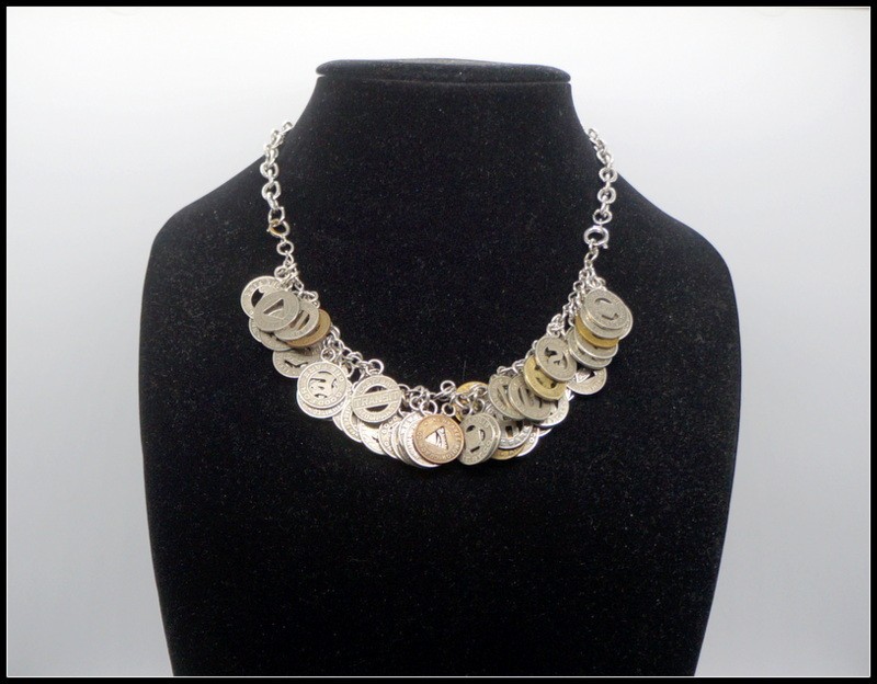 Unique Vintage 1920s-50s Transit Bus Token Convertible Charm Necklace & Bracele