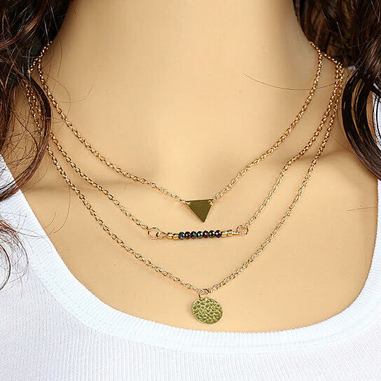 USA Trade Winds Multilayer Geometric Gold Lariat Necklace Jewelry New
