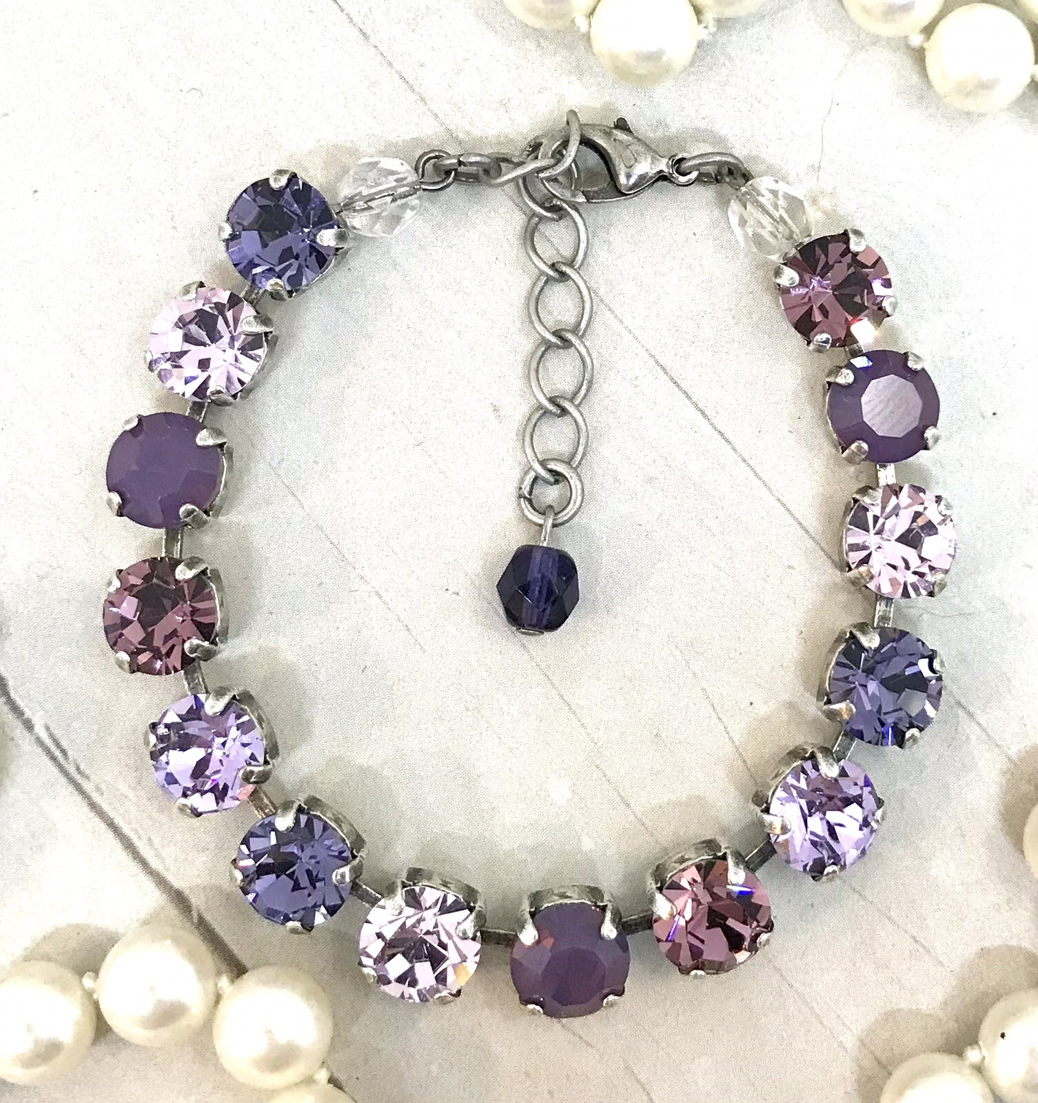 Purple Amethyst Opal Cup Chain Bracelet, Purple Amethyst Opal Tennis Bracelet