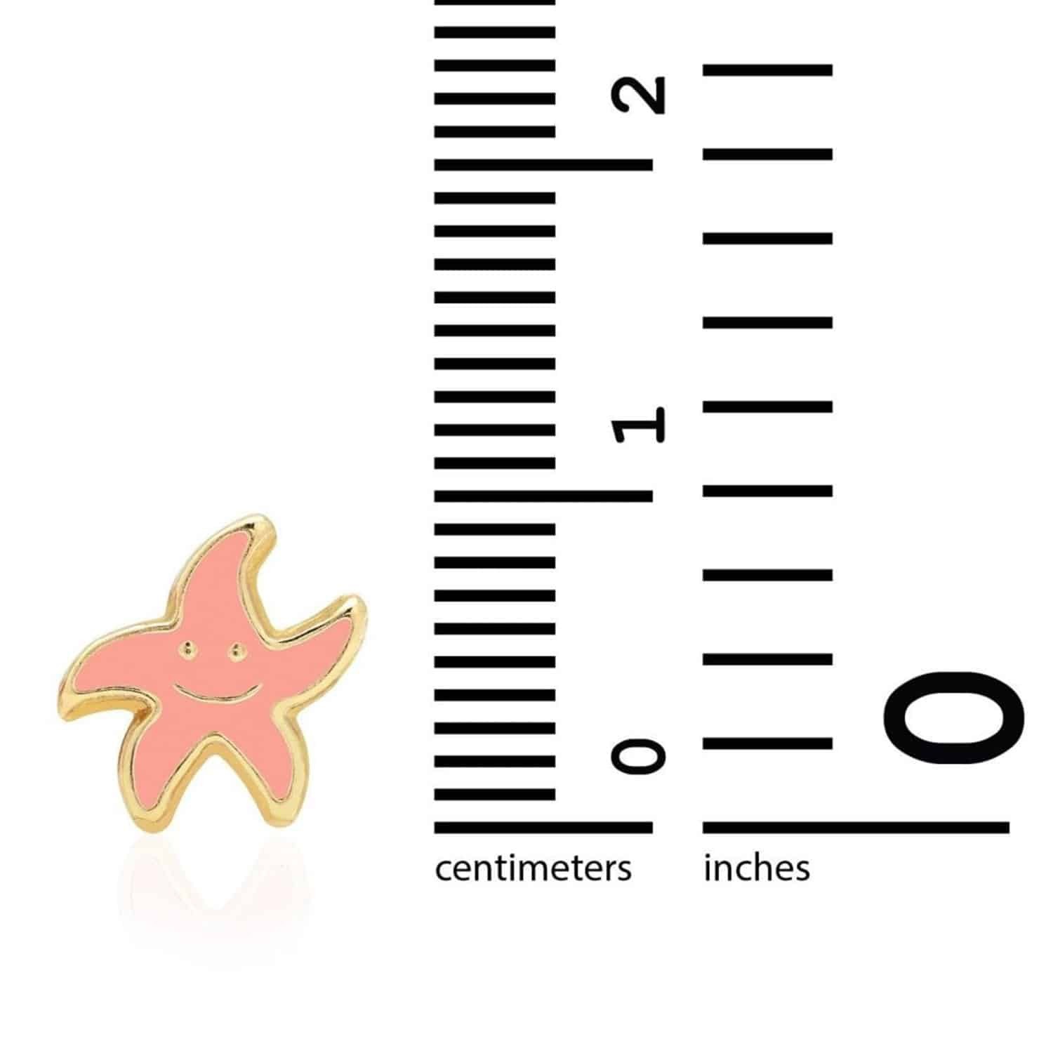Kid’s 14K Yellow Gold Blue Pink Red Green Enamel Starfish Stud Earrings