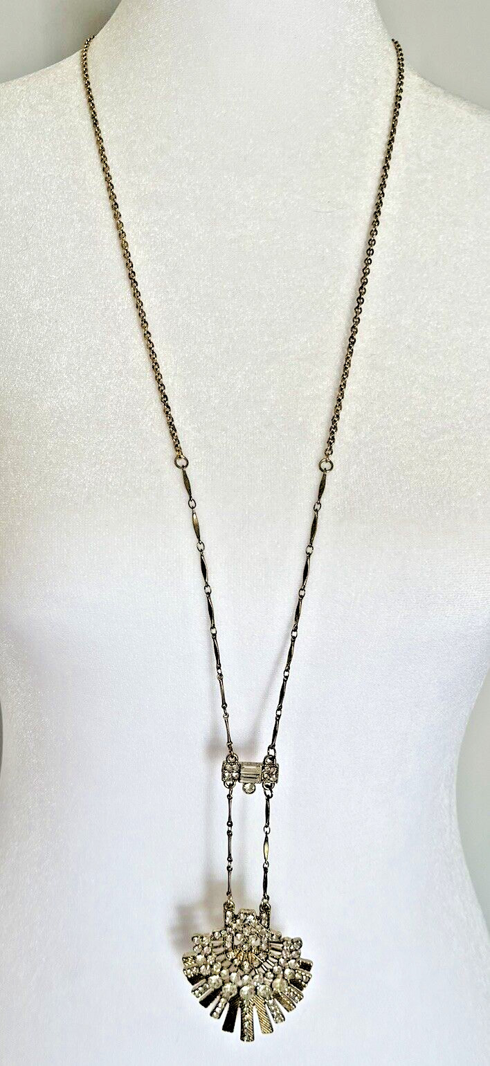 Spring Street Gold Tone Rhinestone Statement 36 inch Necklace