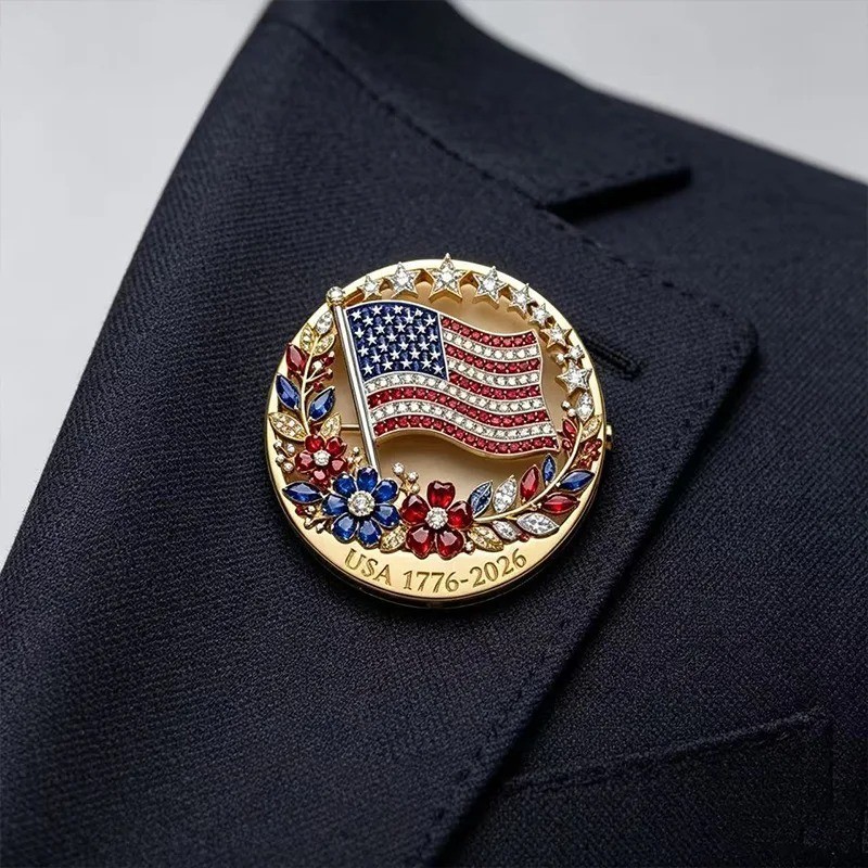 Patriotic American Flag Brooch Pin 250 Years of Freedom USA Men Women Jewelry