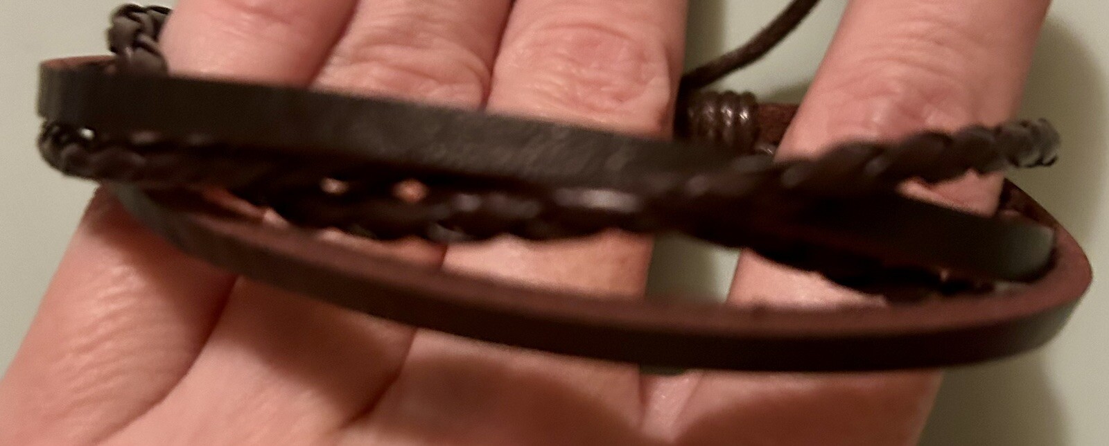 Stackable Brown Faux Leather Adjustable Bracelets Lot Of 9