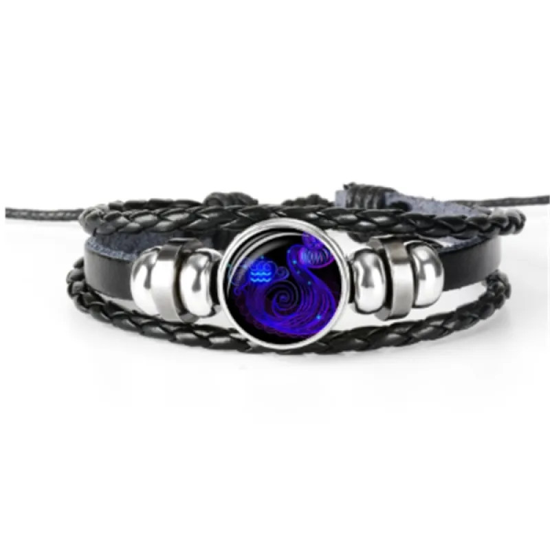 12 Zodiac Constellation Bracelet Luminous Braided Adjustable Men Women Kids