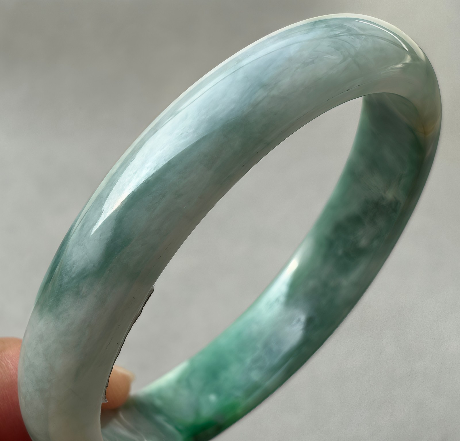 59mm Natural Green Jadeite Jade Bracelets Burma Emerald Jade Bracelet Bangle