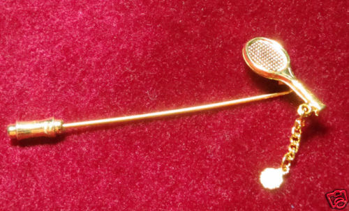 Tennis racquet w Ball 6x8mm Glue On Stick Pin Hamilton Gold Plated (Pkg 12) 1447