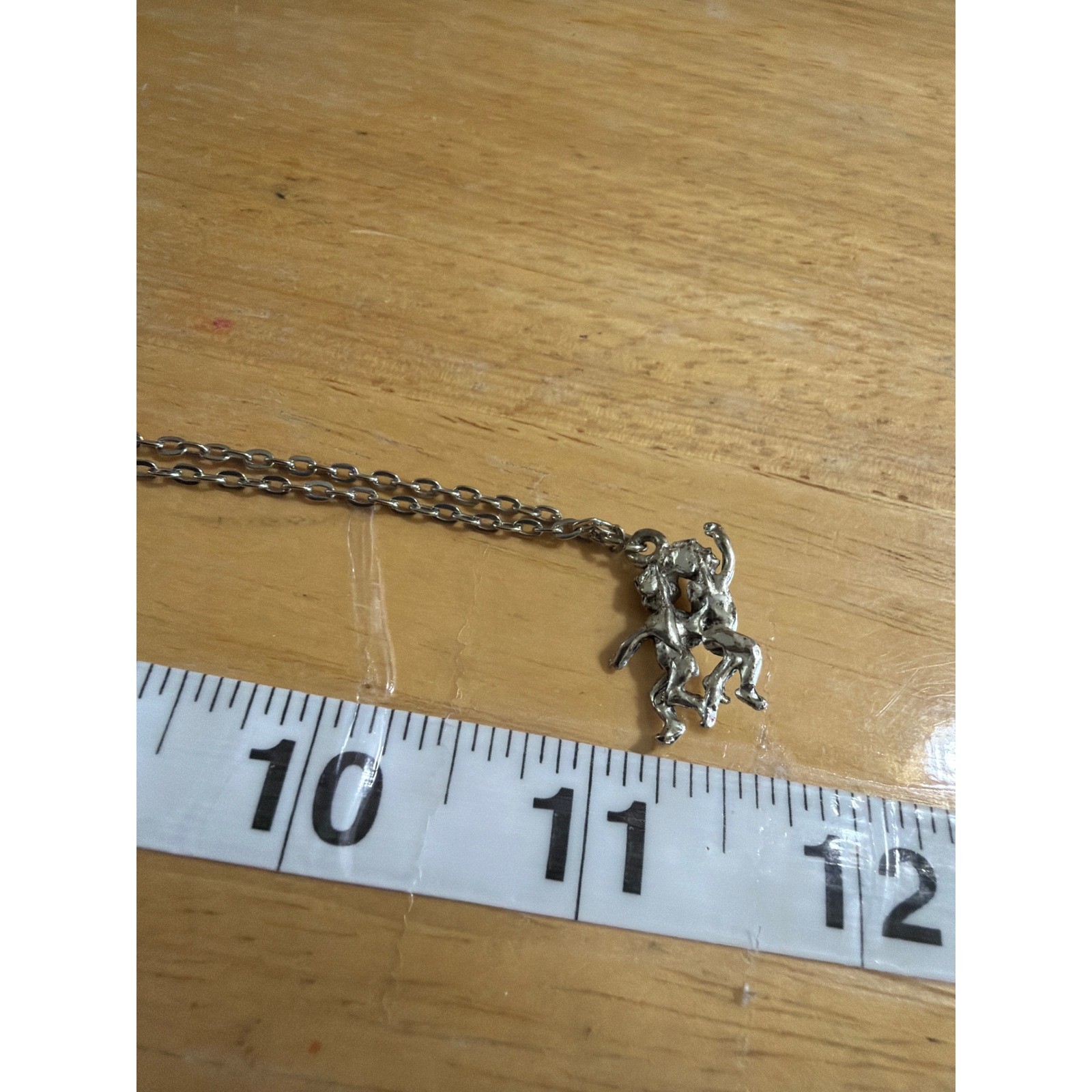 Silver Tone Cherub Angel Pendant Necklace Link Chain Dancing Angels Ethereal