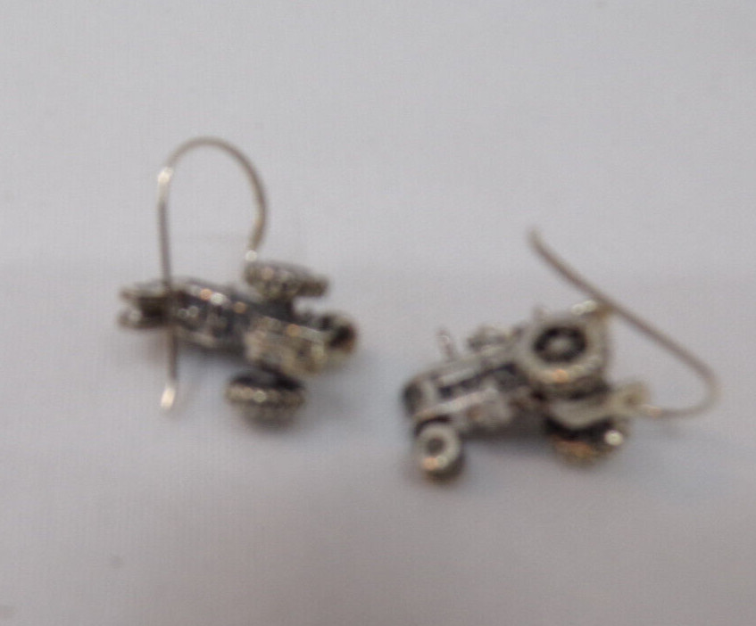 Silver Tone Tractor Dangling Earrings New Without Tags