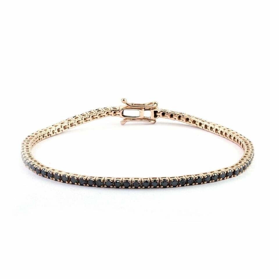 5 Ct Round Cut Simulated Black Diamond Tennis Bracelet 14K Yellow Gold Plated