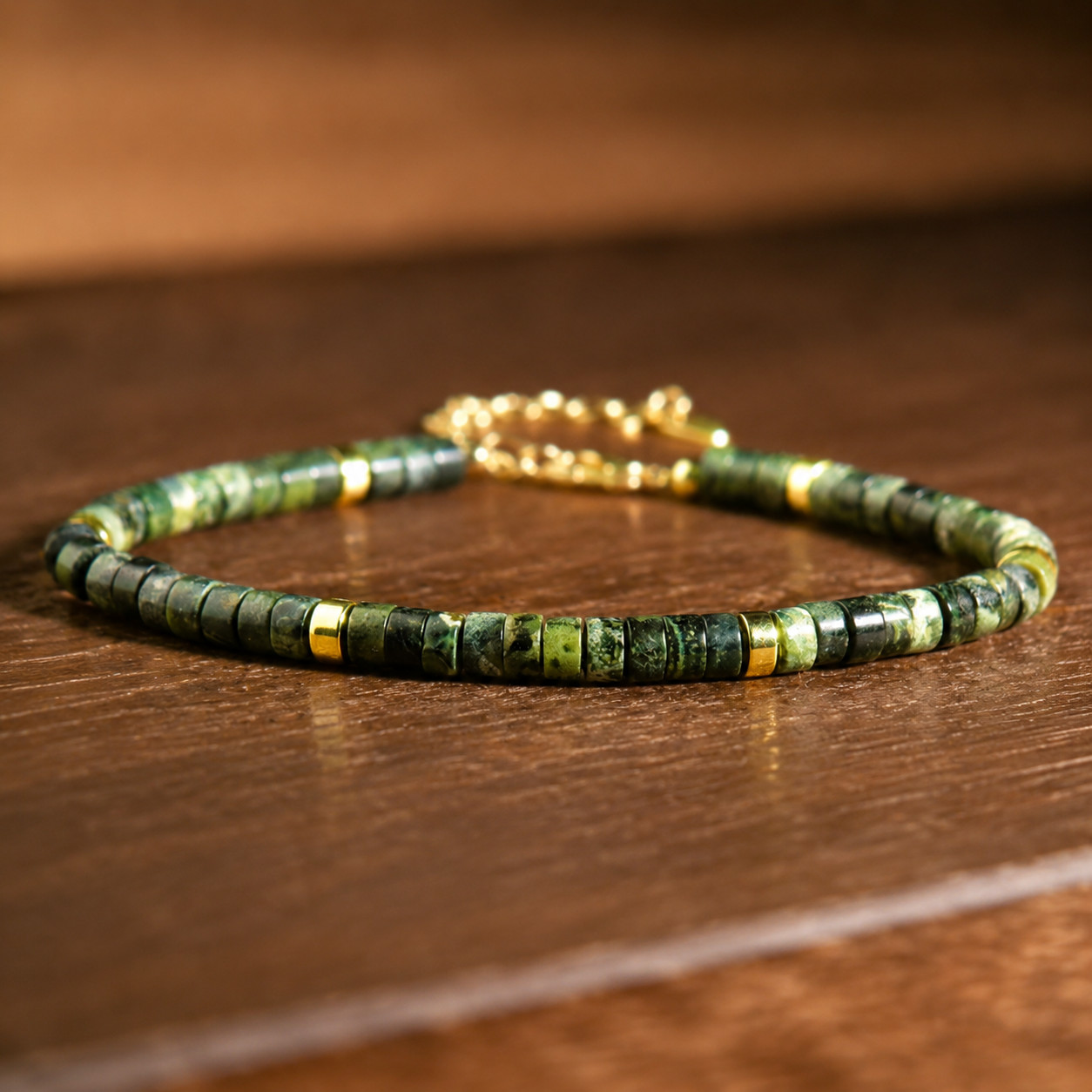 Natural Kambaba Jasper Bracelet Crocodile Healing Gemstone Beaded Handmade Gift