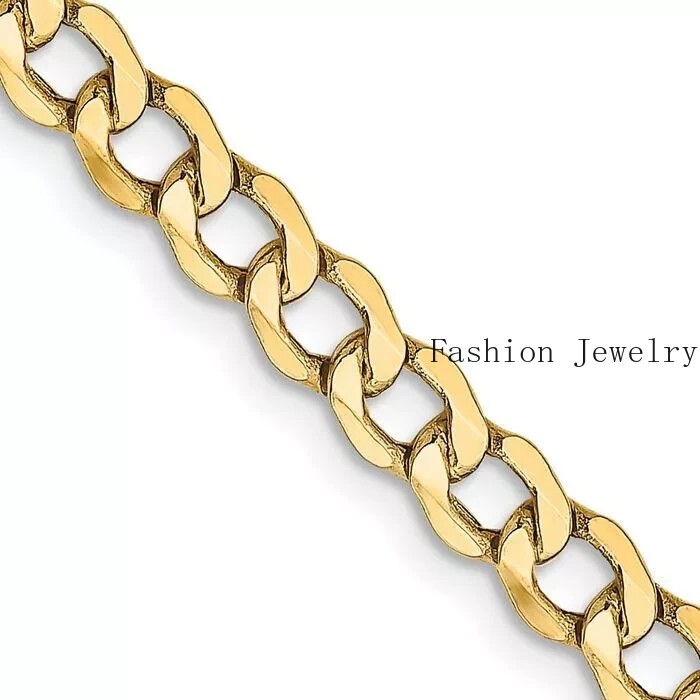10K Solid Yellow Gold 3-5mm Curb Link Chain Necklace