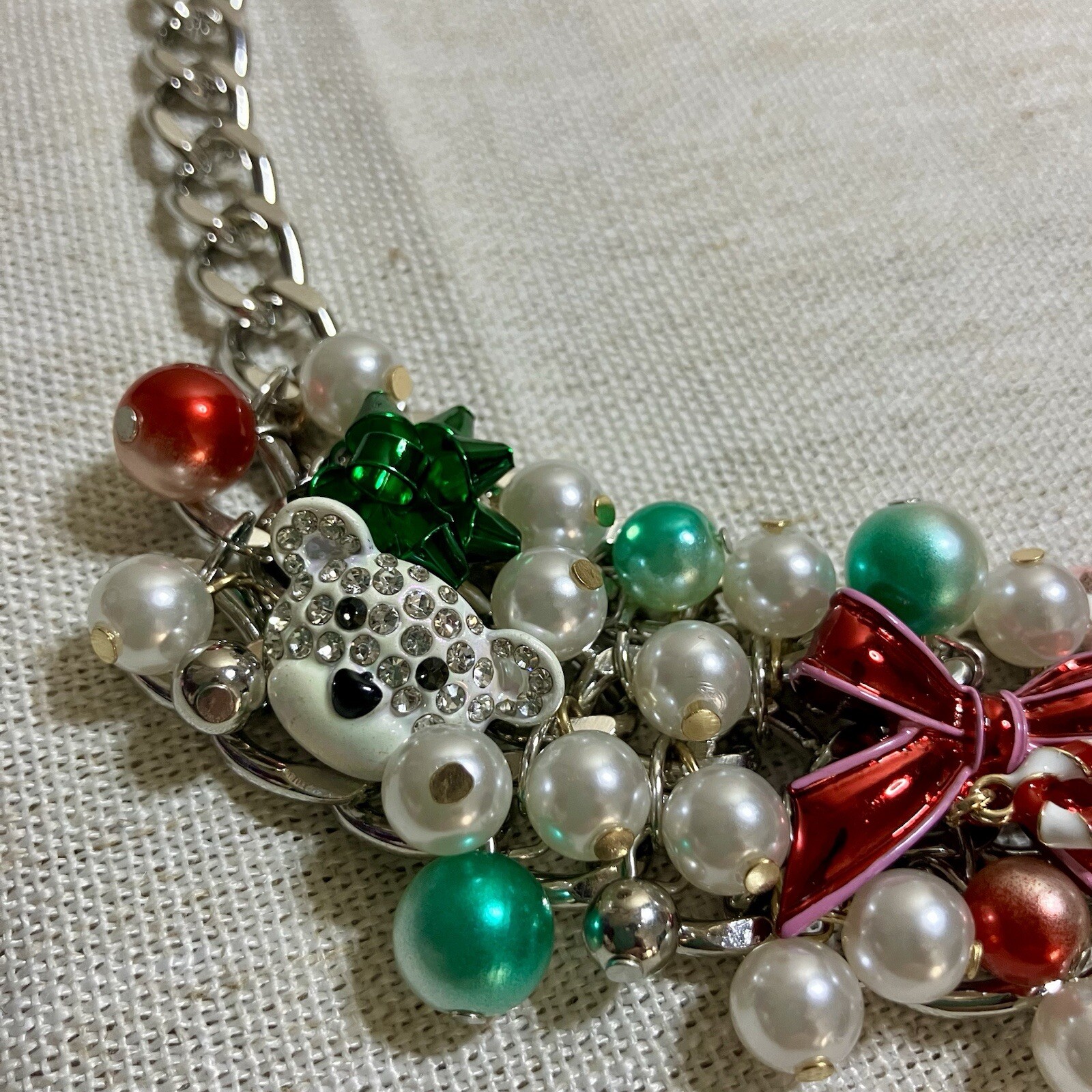 Betsey Johnson Charm Necklace Holiday Baubles Snowflake Candy Cane Christmas