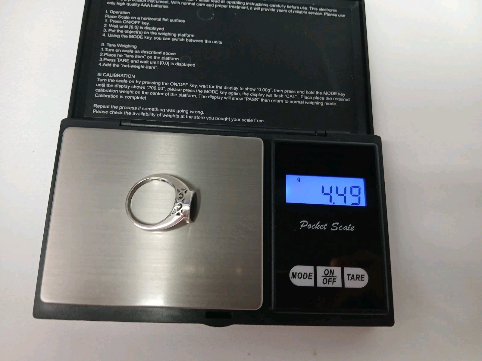 Sterling Silver Ring 925 Black Glass Cabochon – Size 7
