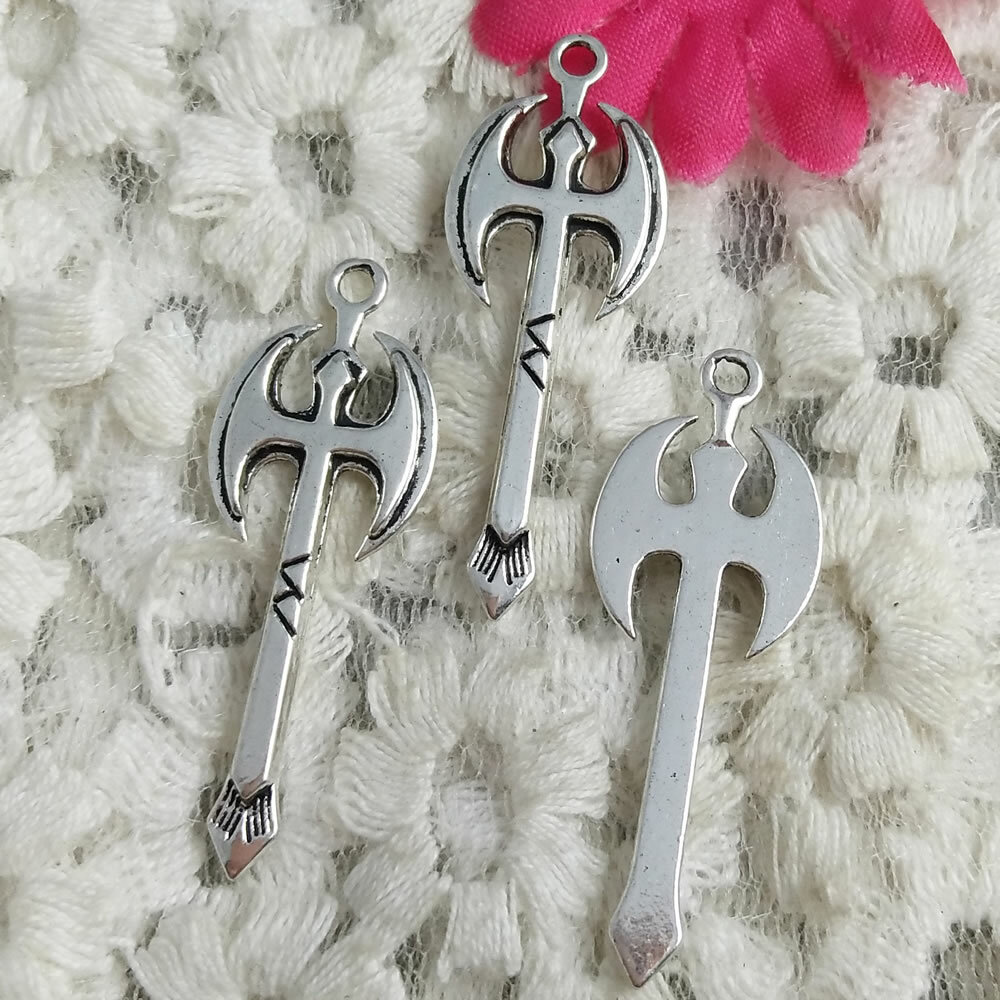Free Ship 44 Pcs Antique Silver Axe Charms Pendant 37X14MM H-1944