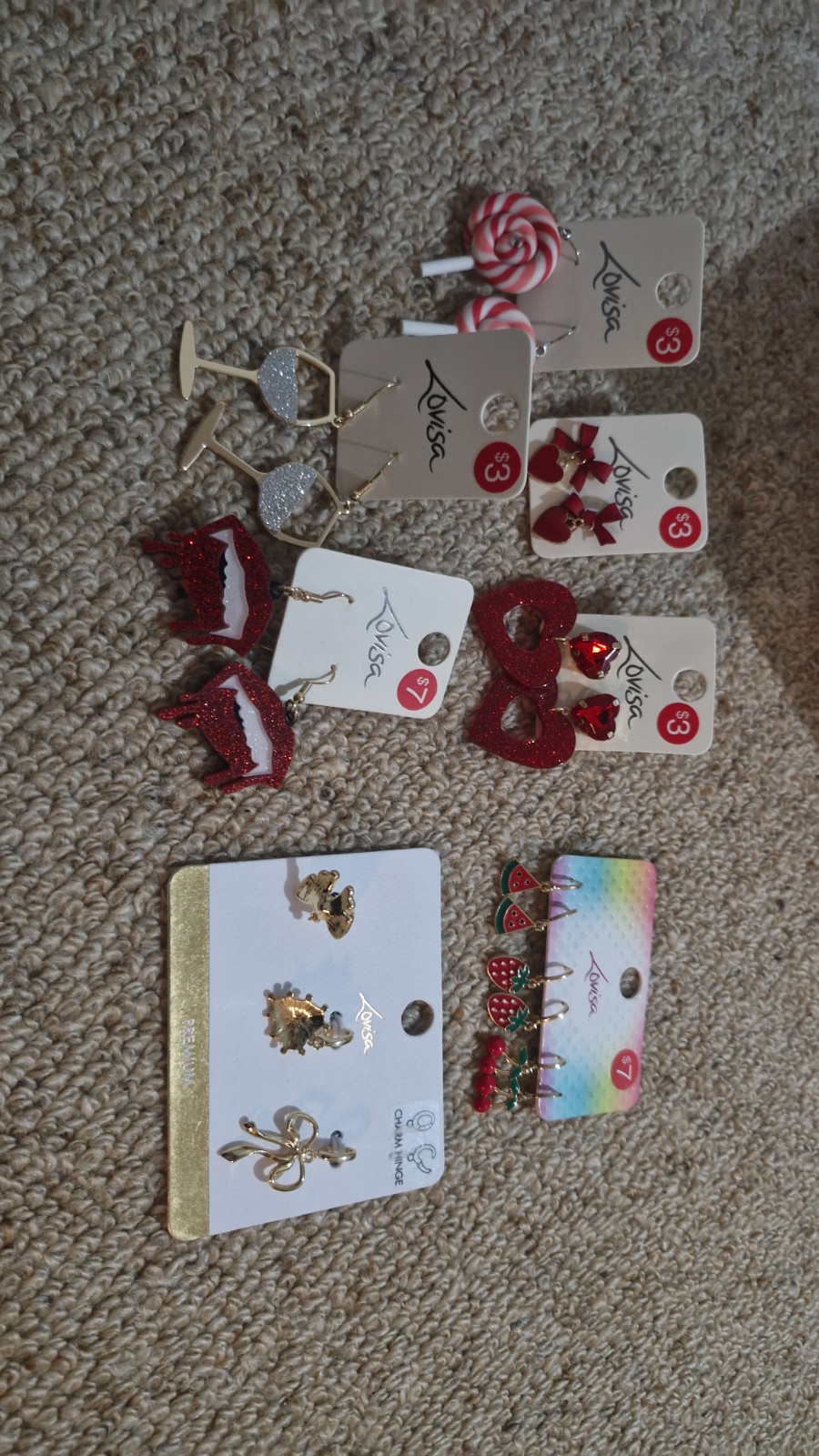 Lovisa Stud/ Drop/Huggie Earrings & Gold Plated Charm Set of 3 *NEW*