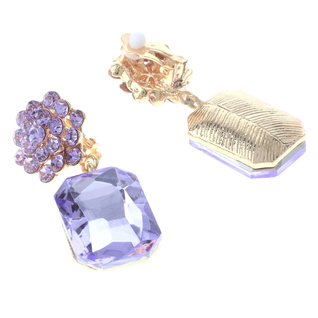 Gold Tone Metal Crystal Rhinestone Clip-On Earrings ER2629-LV