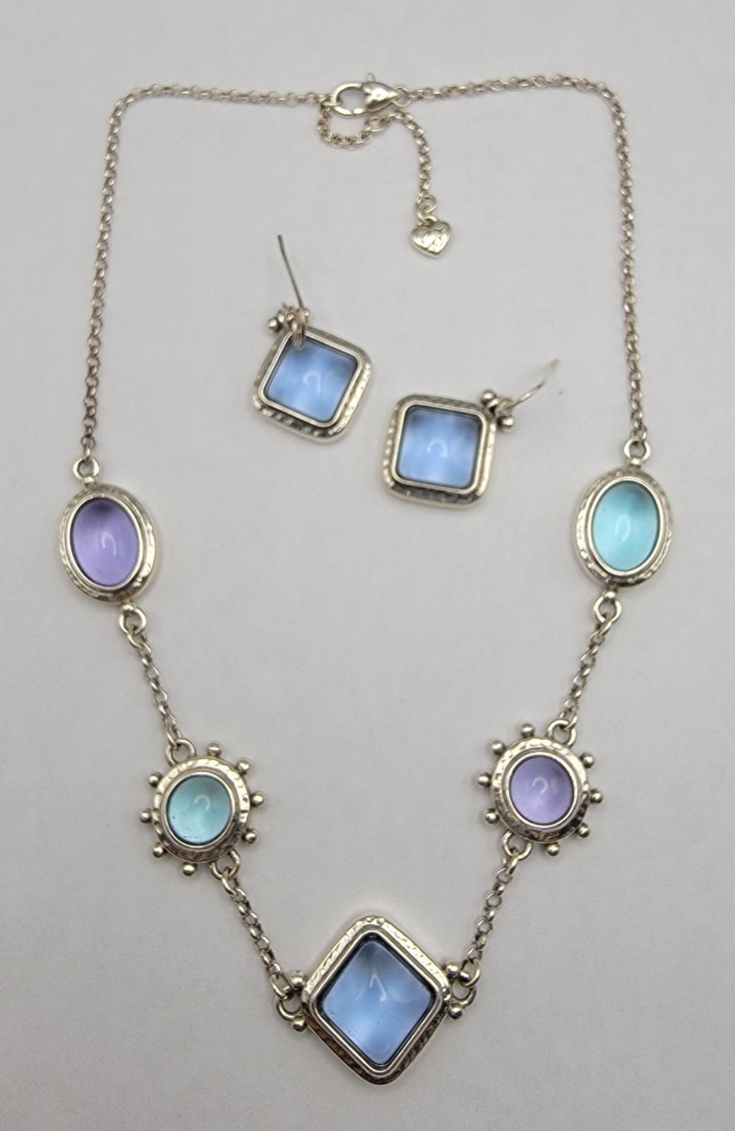 Brighton Jules Short Necklace Hinged Earrings Set Roman Artifacts Design
