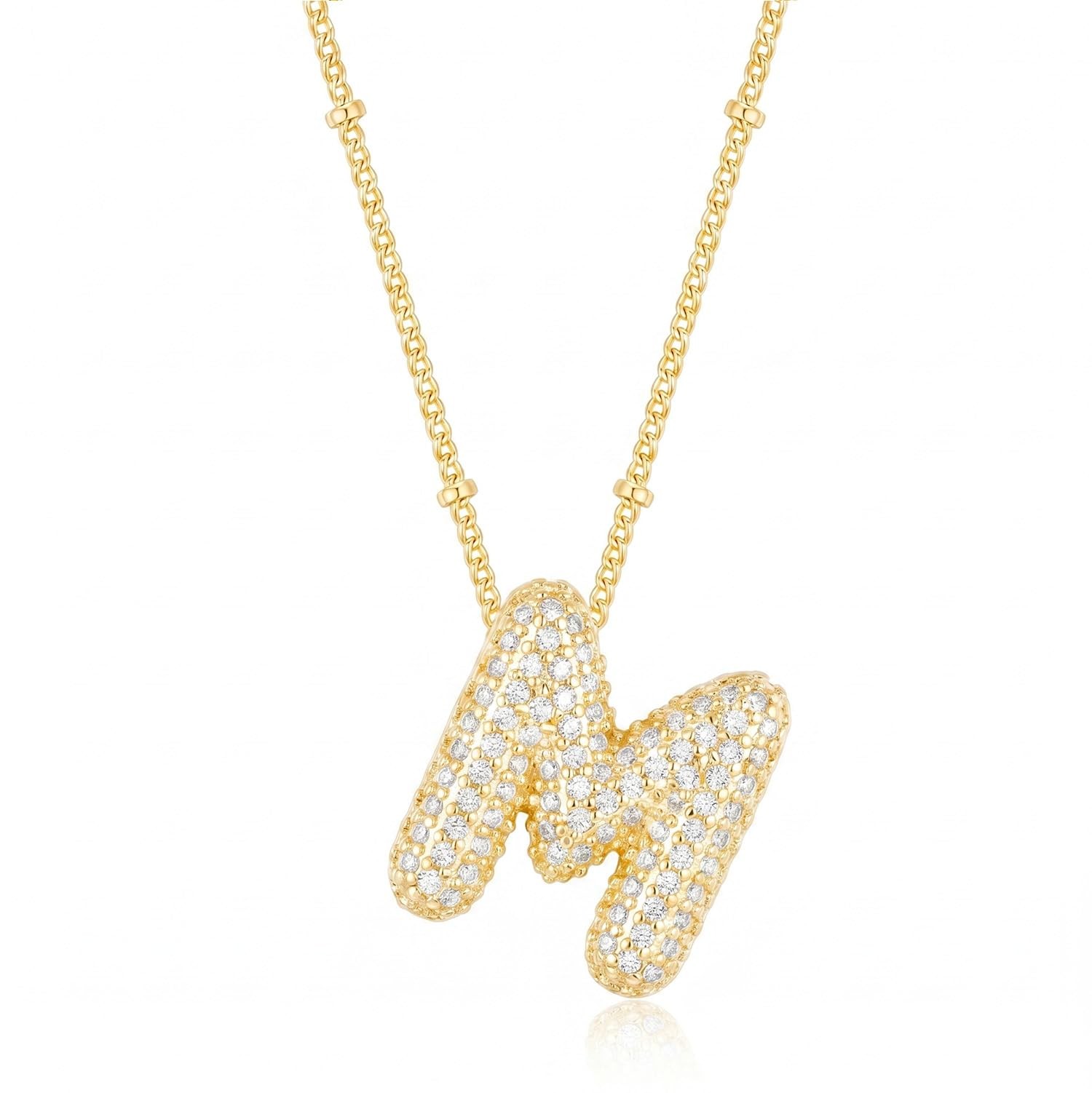 Bubble Letter Letter Necklace for Women Teen Dainty Balloon Initial Necklaces…