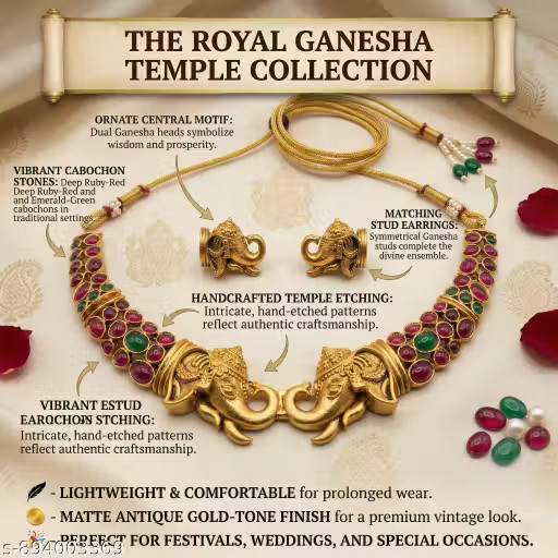 Gold Plated Necklace and earrings set| Traditional Jewellery Artificial Stones