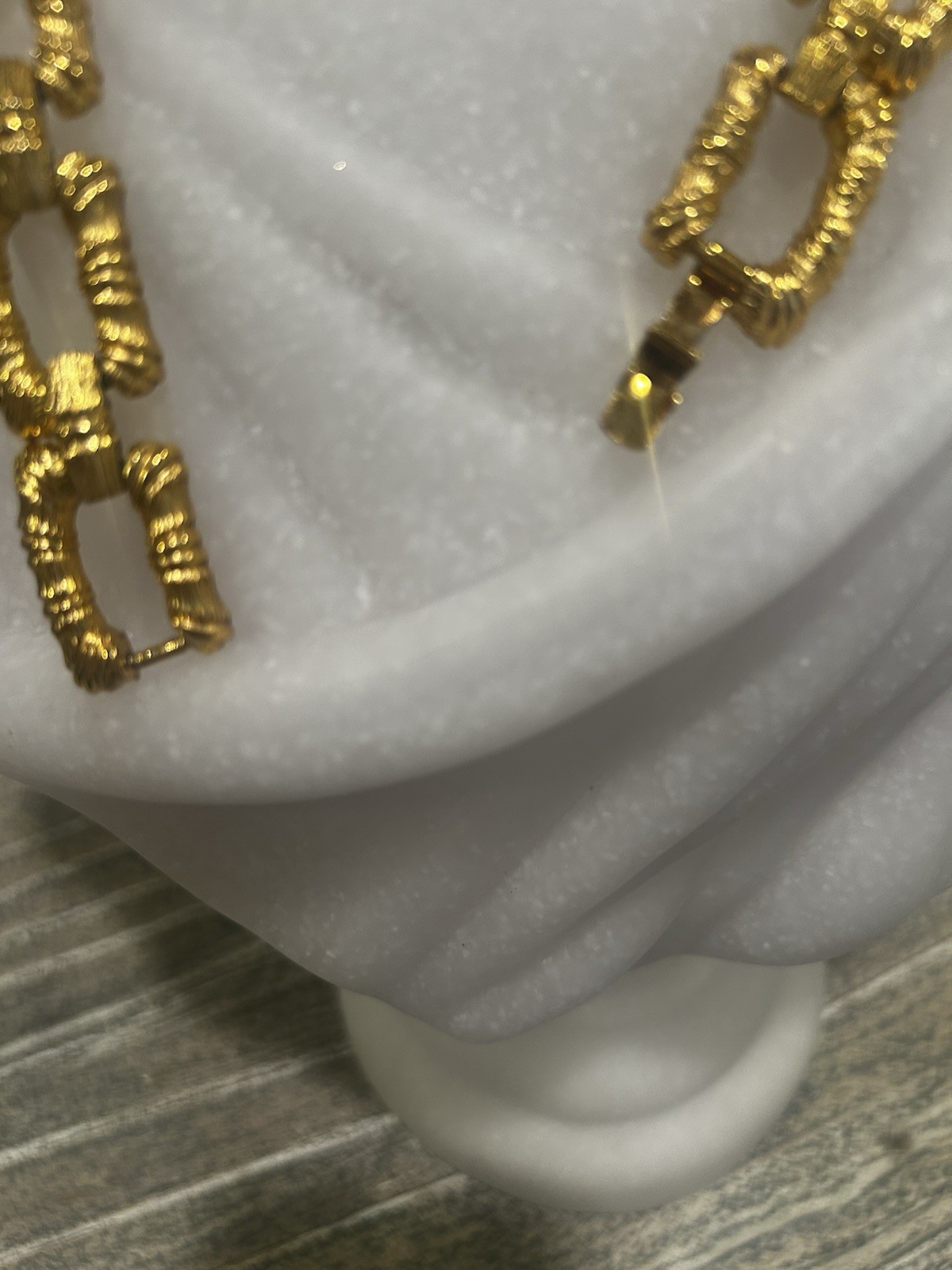 Vintage Gold Bamboo Statement Choker Necklace Heavyweight Unique 1970’s