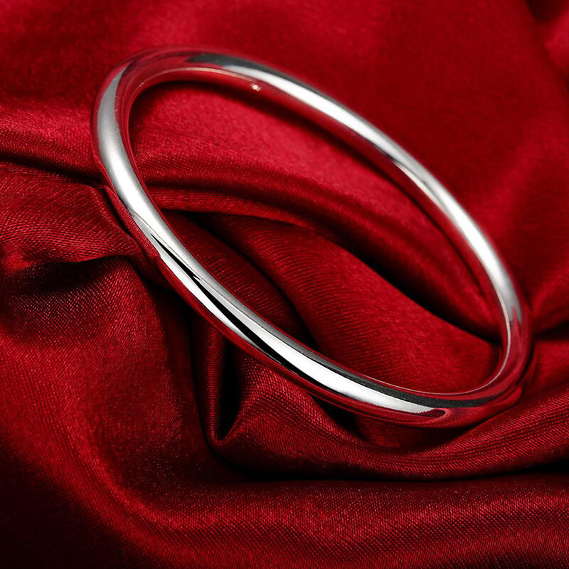 Women’s 925 Sterling Silver Filled Solid 5.5mm Round Bangle Bracelet Stunning