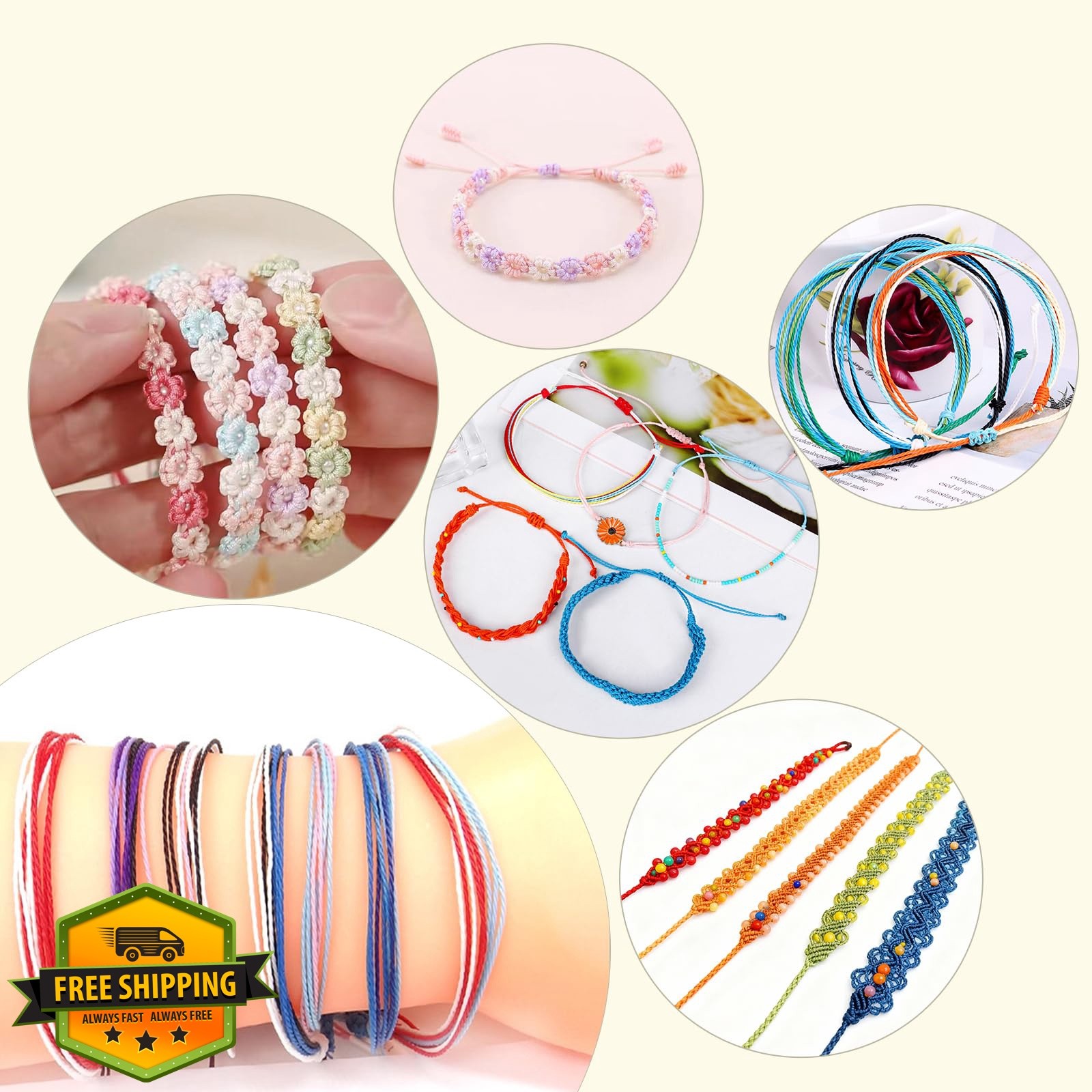 FANDOL Grapefruit Waxed Polyester Cord Bracelet