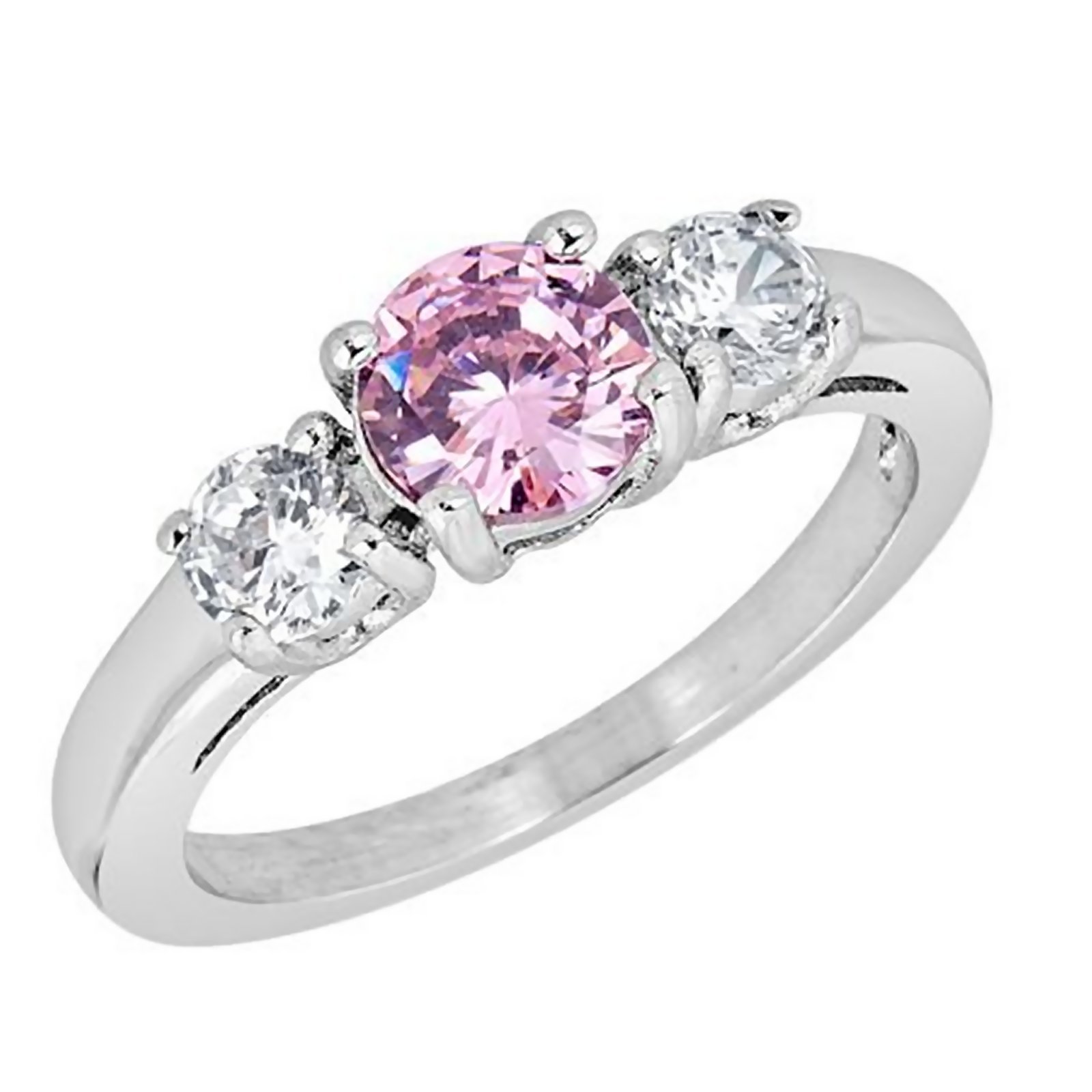 Womens October Birthstone Ring Pink Tourmaline Cubic Zirconia Band Sizes 3-10