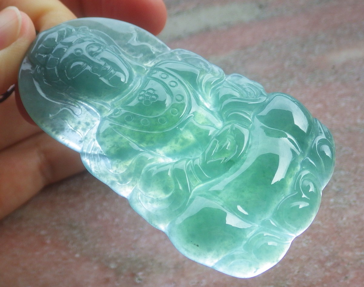 Video Certified Natural A Jade jadeite pendant Guanyin Kwan yin 观音 419195 TS