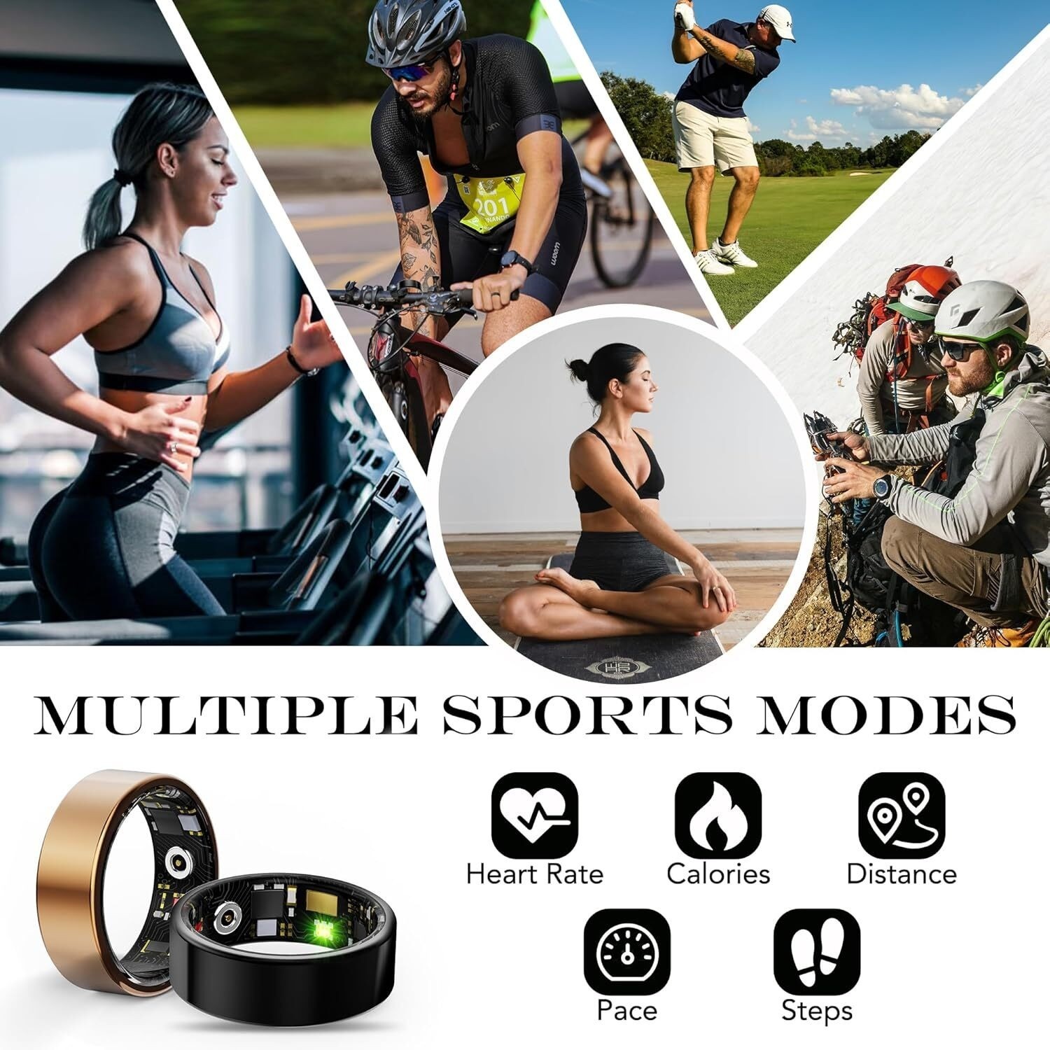 Smart Health Ring Fitness Tracker with Heart Rate, Blood Oxygen, Blood Pressure