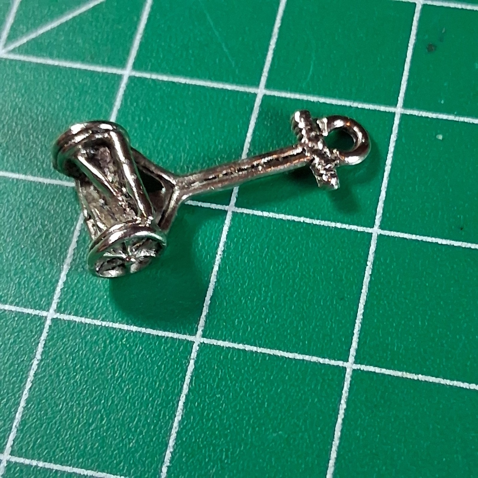 Vintage Silver Tone Push Reel Manual Lawn Mower Charm