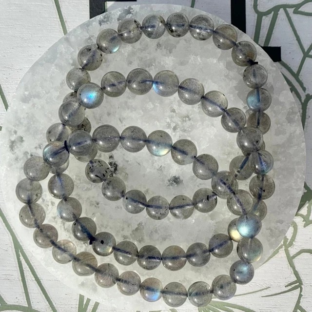 Natural Labradorite 8MM Beads Healing Reiki Gemstone Handmade Stretch Bracelet