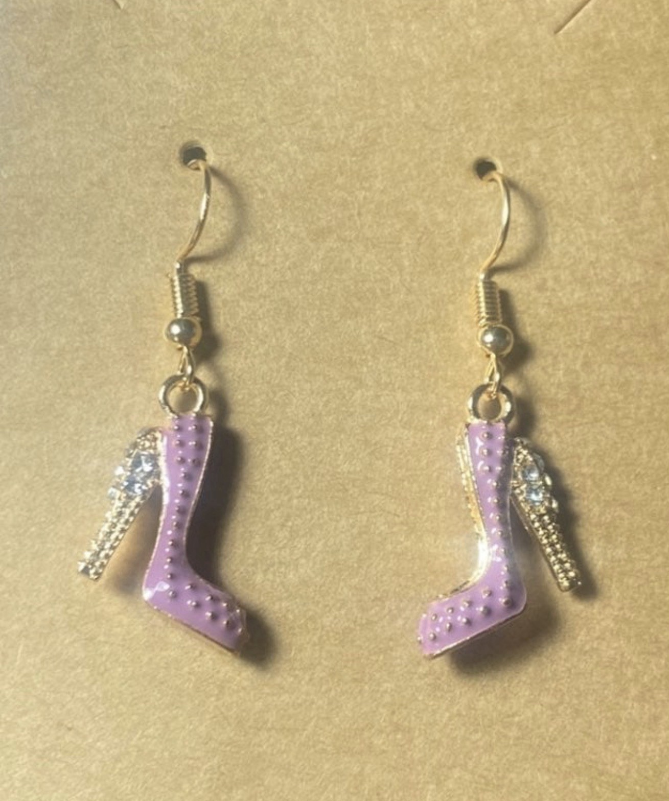 New-Purple Bling High Heel Earrings