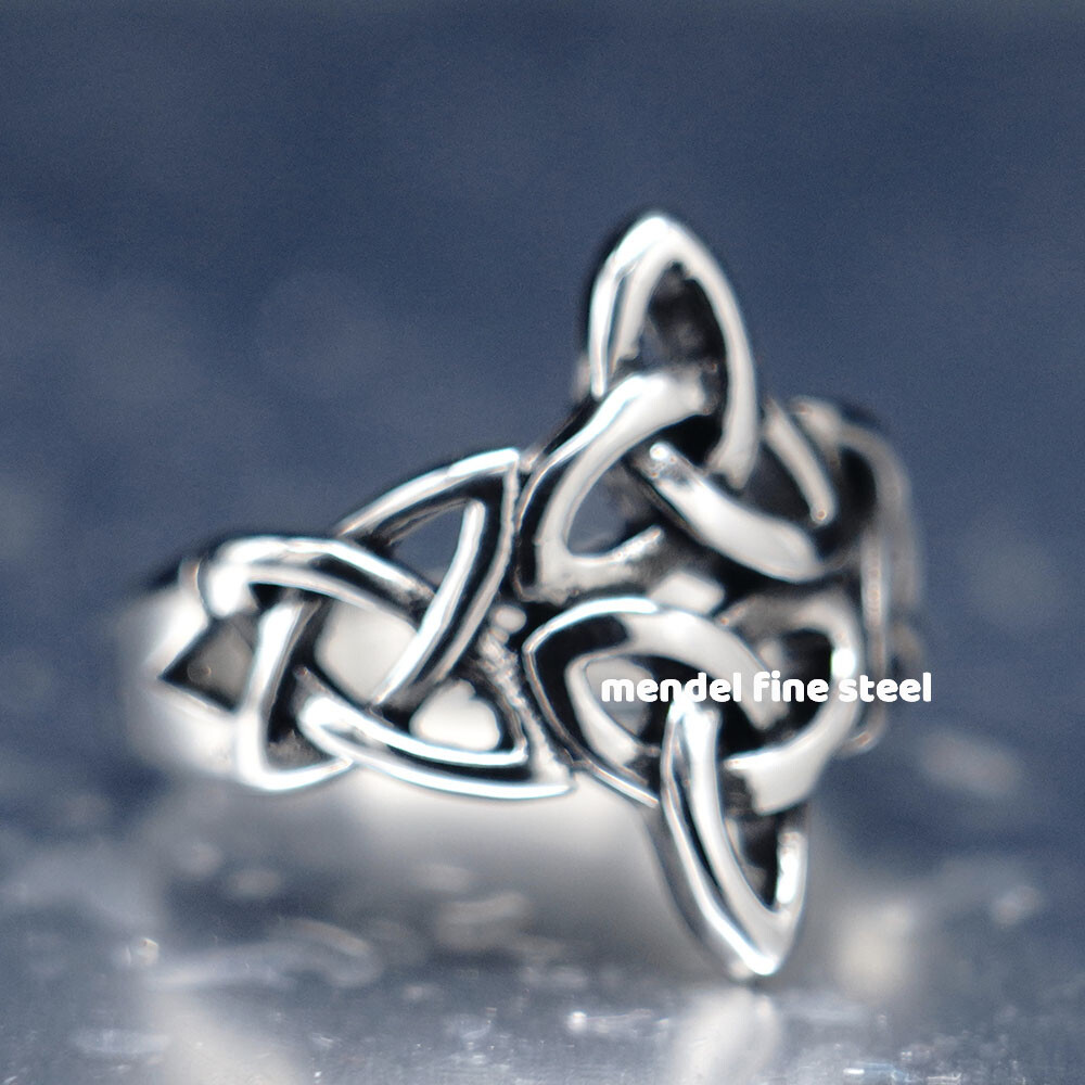 MENDEL Womens Gold Plated Irish Celtic Triquetra Trinity Knot Ring Size 6 7 8-11