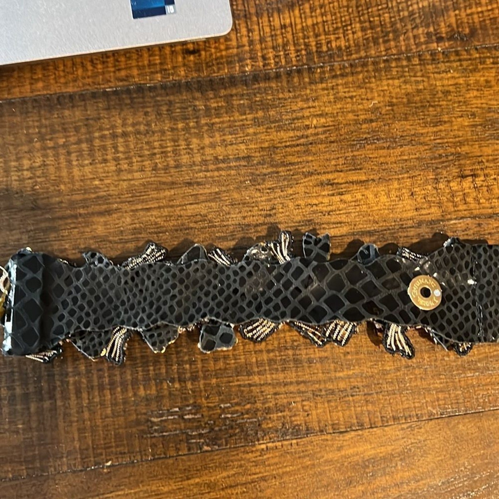 Deepa Gurnani Transcendence Collection Beaded Cuff Bracelet- Black/Gold