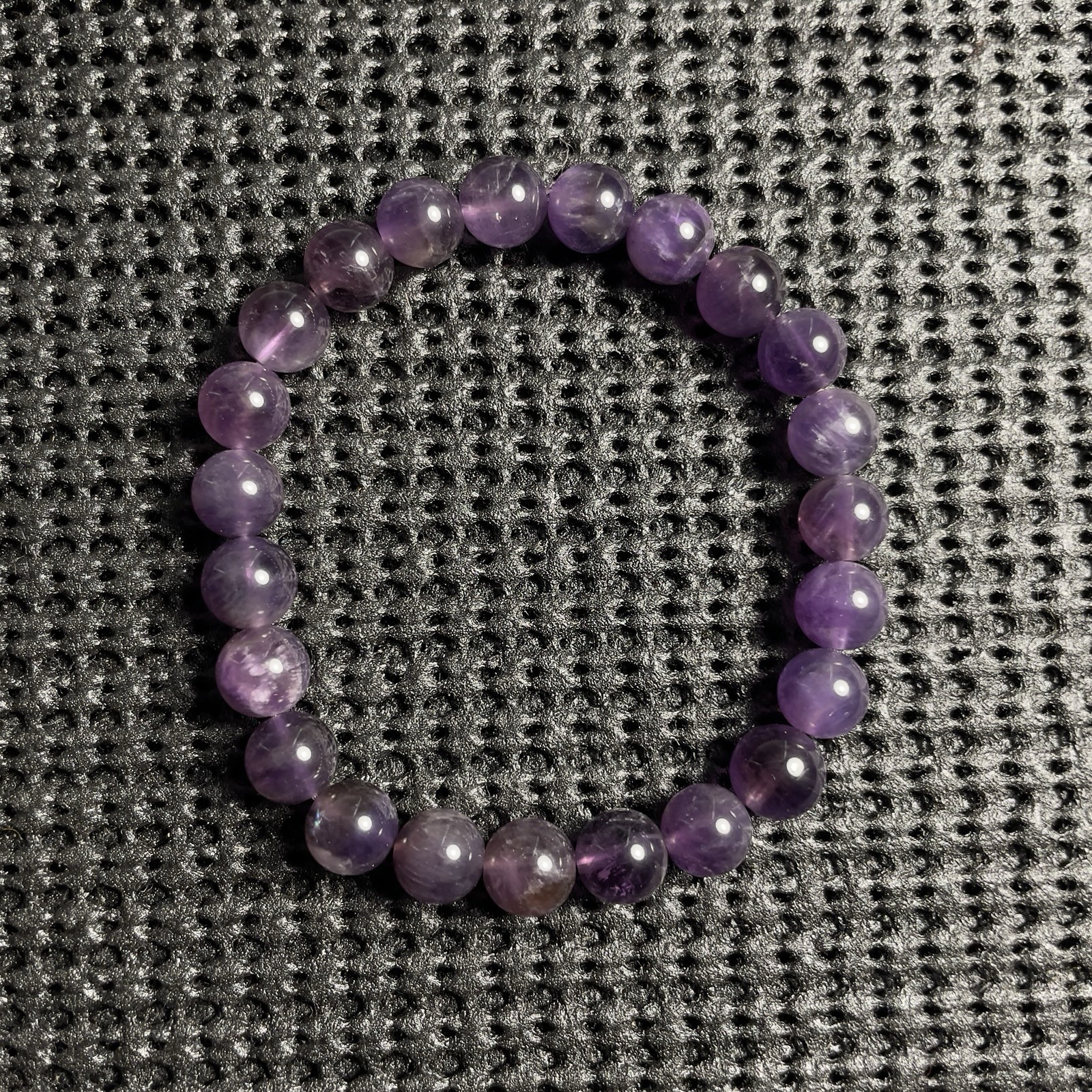 8mm Amethyst Round Bead Healing Crystal Purple Gemstone Stretch Beaded Bracelet