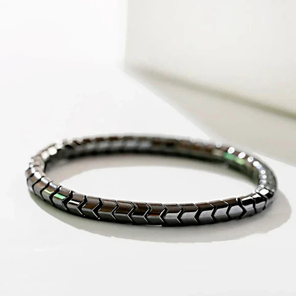 2pcs Magnetic Hematite Bracelet Set – Stretch Energy Balance for Men & Women