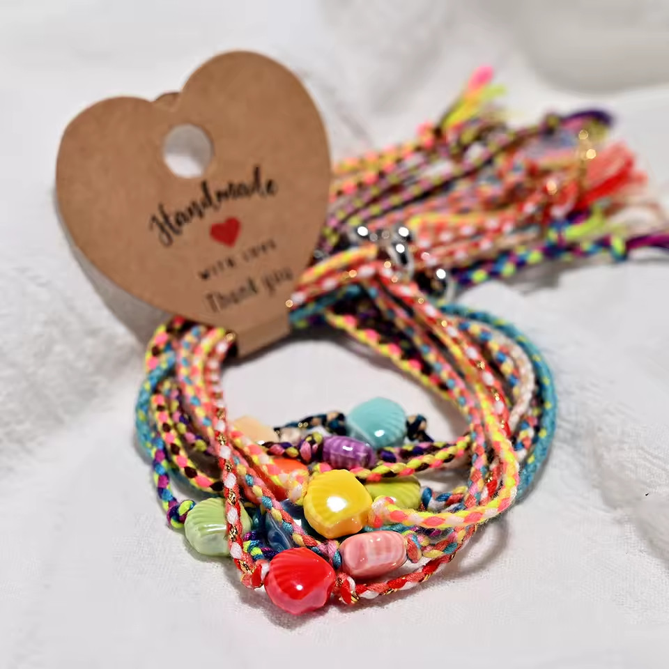 10pcs Ceramic Shell Friendship Bohemian Stackable Color Rope Charm Bracelet Y2k