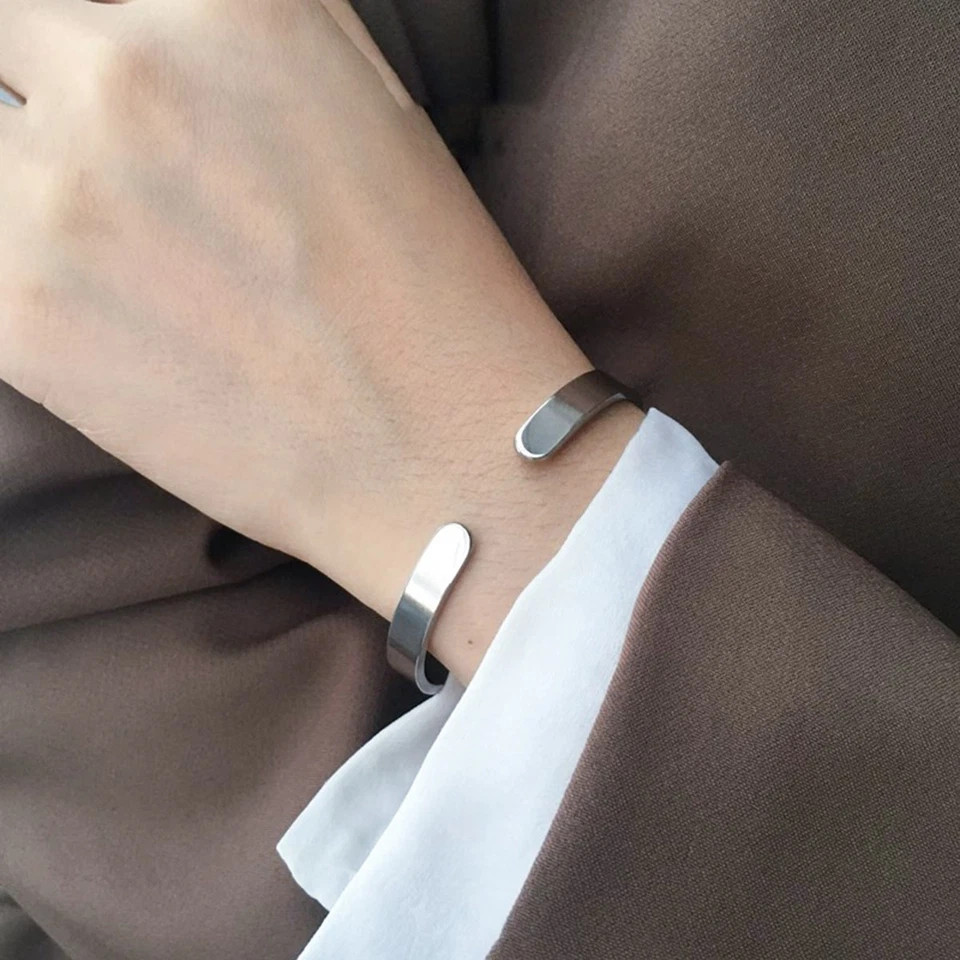 Stainless Steel Mens Cuff Bracelet 6mm Cool Open Metal Cuff Bangle Men Women USA