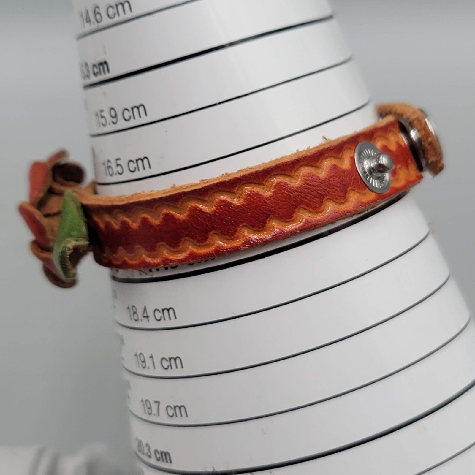 Hand Crafted Leather Flower Bracelet Multicolor 6″ or 7″ Snap Closure