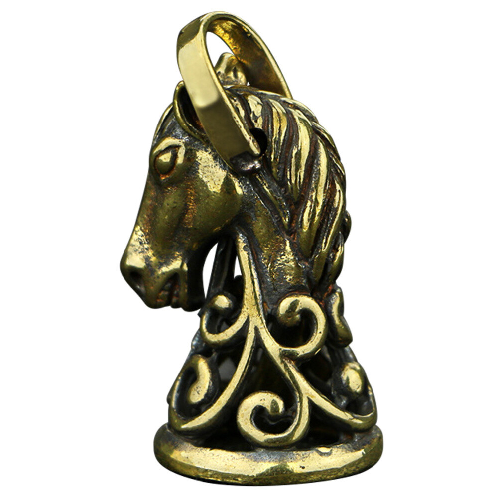 Vintage Horse Cast Iron Brass Bell Antique Pendant Keychain Bronze