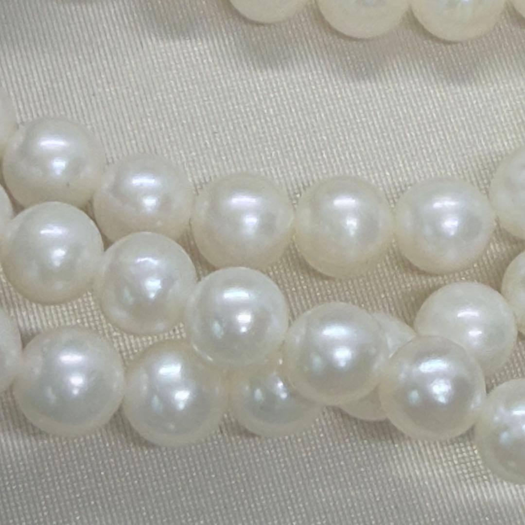 Genuine Pearl Necklace 120cm Long Silver Pearls 5.1-5.5mm From Japan