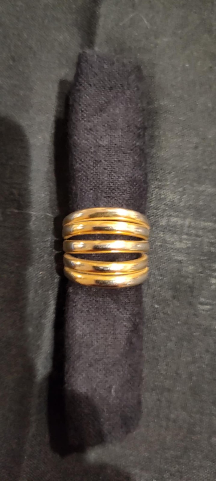 Robert Lee Morris For Donna Karan Vintage 24k Gold Plated 5 Band 3/4 Inch…