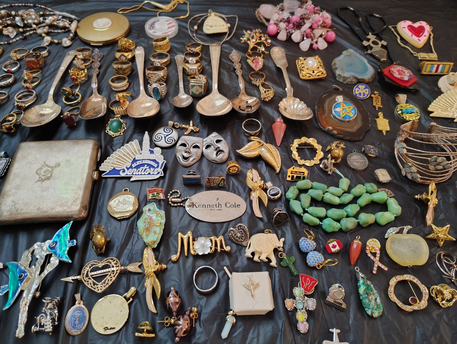 Beautiful Jewelry Lot 100+ Pieces Brooches Rings/Earrings +no gold no silver