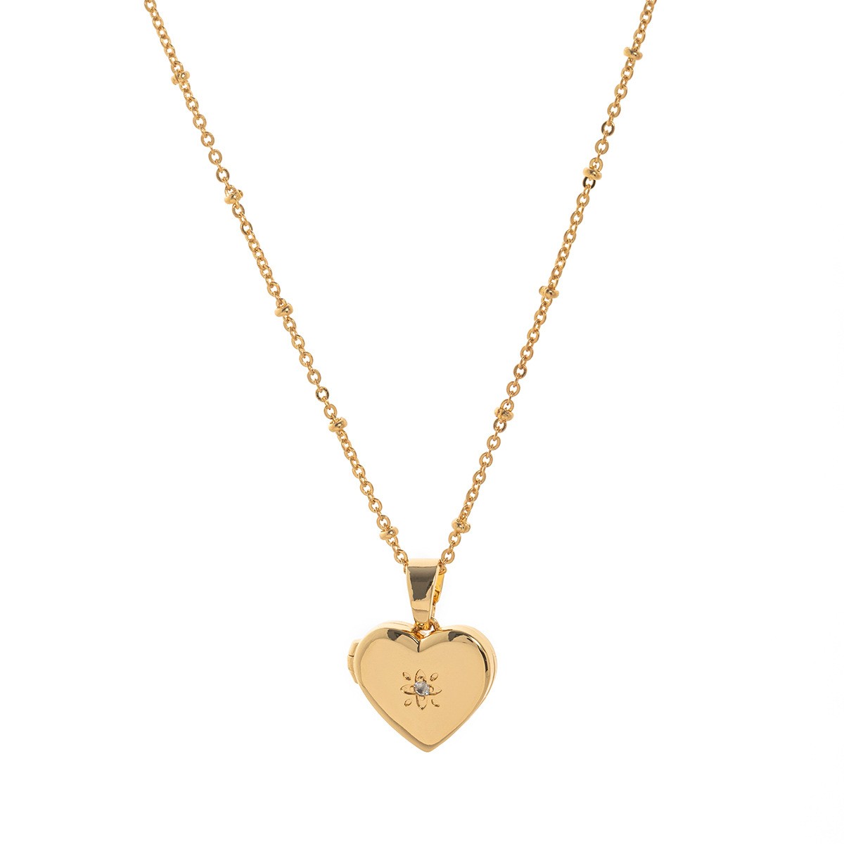 Necklace plated Ins simple zircon love open and close oval album