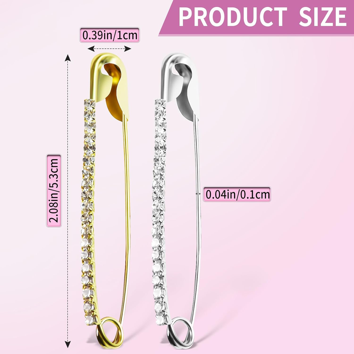 20PCS Rhinestone Safety Pins Gold Brooch – Hijab Pins, Charms for Socks, Brooche