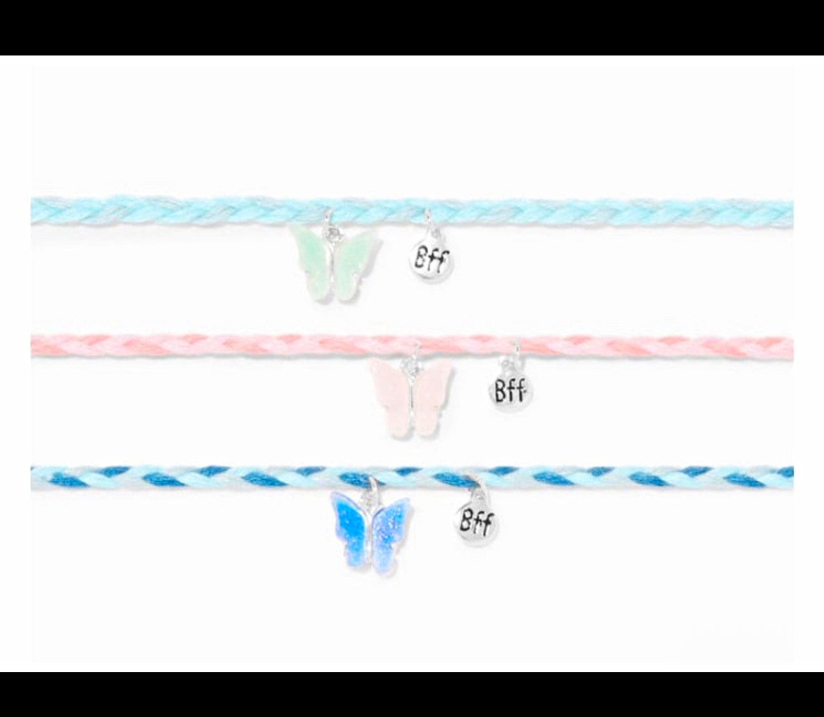 Best Friends Butterfly Braided Rope Choker Necklaces Girl Bestie Gift Friendship