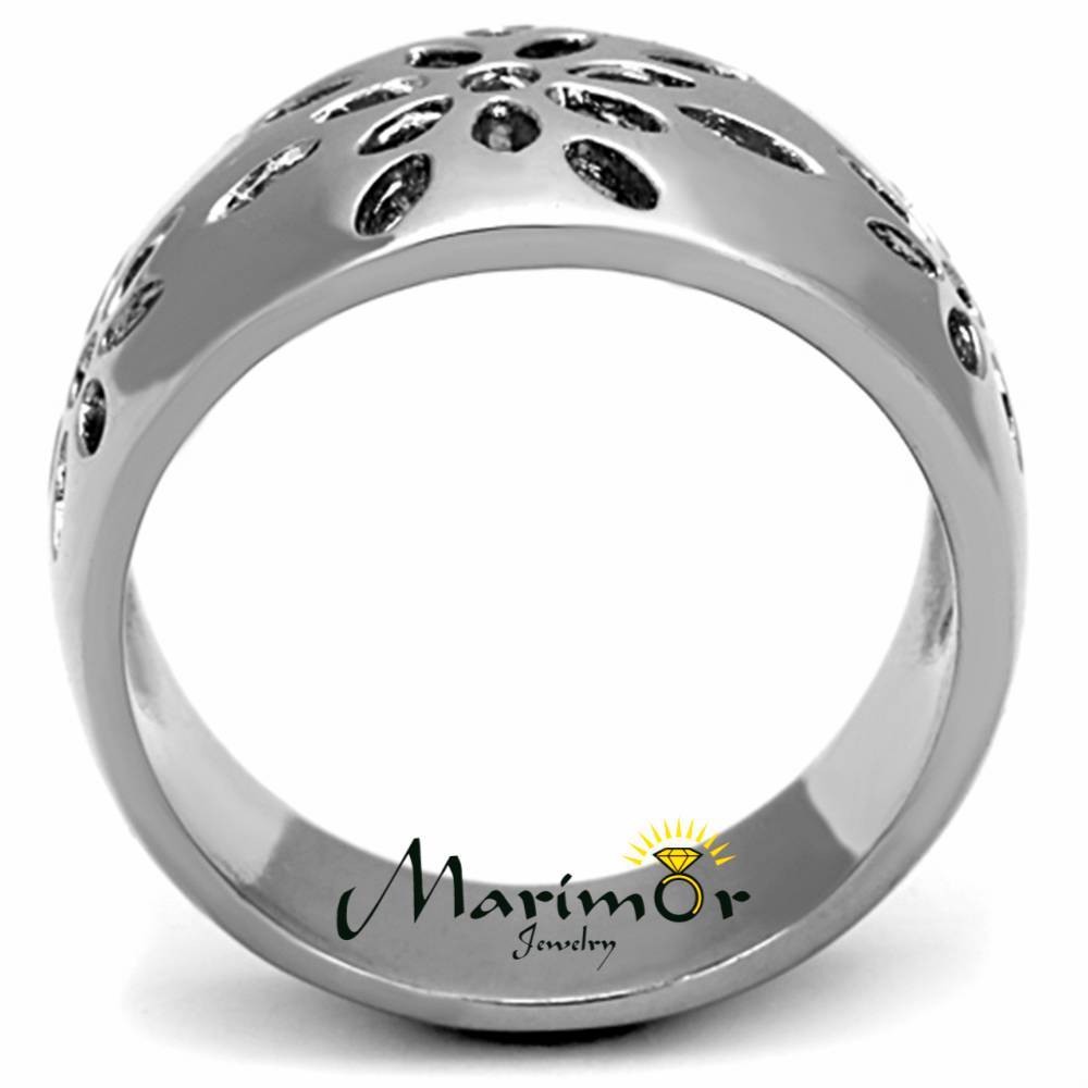 High Polished Stainless Steel 316 Flower Design Fashion Ring Women’s Size 5-10
