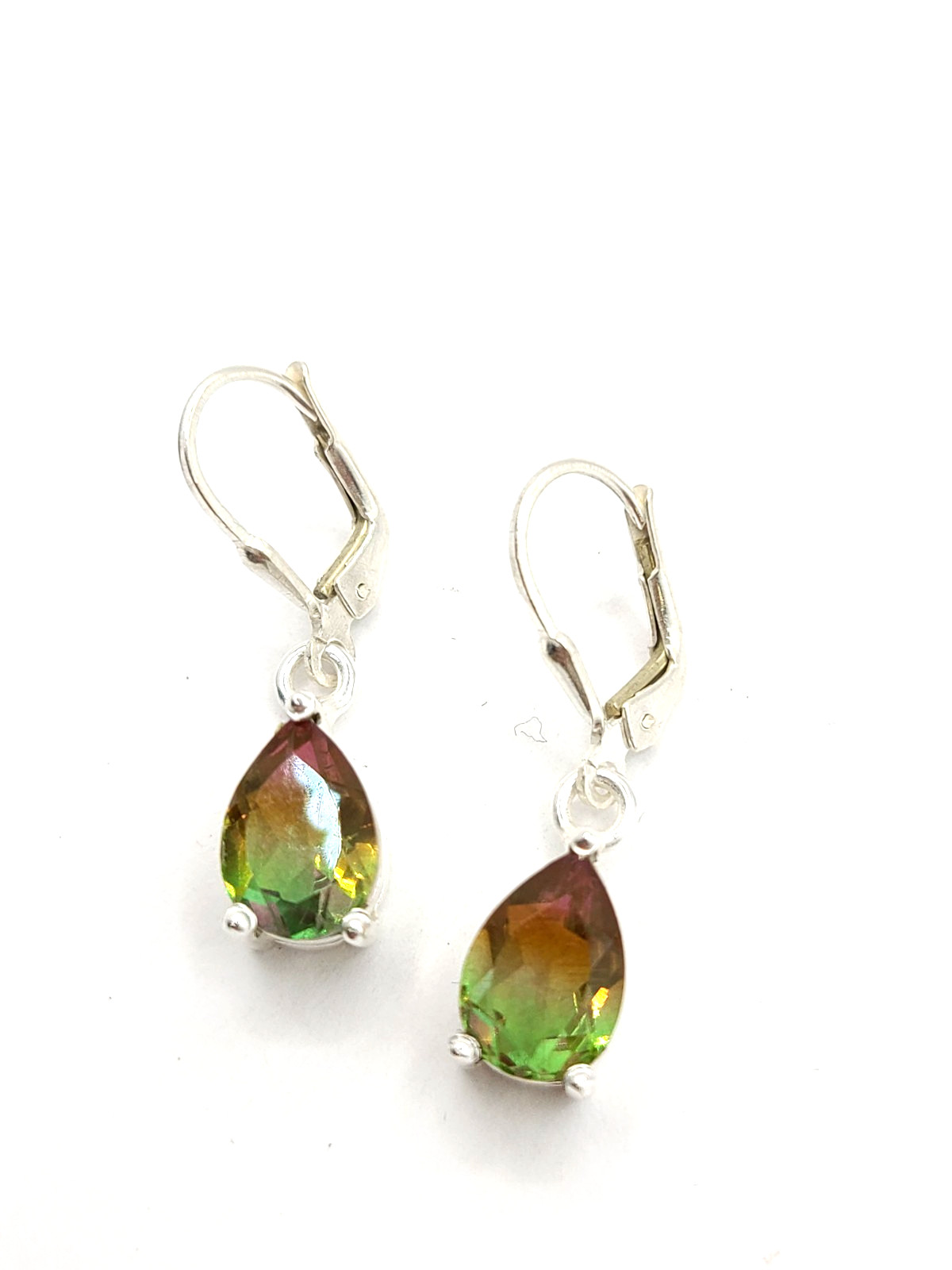 BEAUTIFUL BI-COLOR TOURMALINE 925 STERLING SILVER EARRINGS 2″ 3.03gr T.W