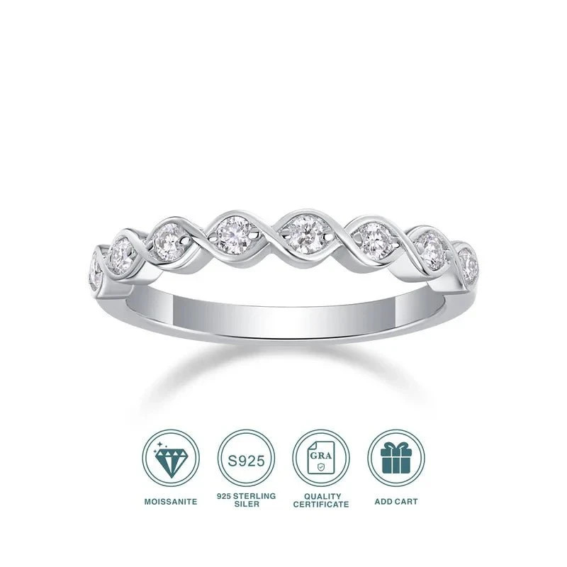2 Carats Moissanite Ring S925 Silver VVS1 D Color GRA Cert Free Engraving Gift