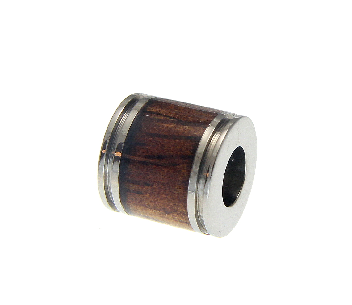 GENUINE INLAY HAWAIIAN KOA WOOD BARREL TUBE TITANIUM PENDANT 8MM 9MM 10MM